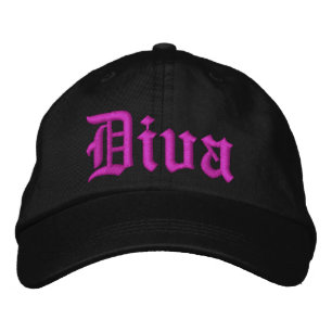 Diva Black med Shock rosa Dam Hat Broderad Keps