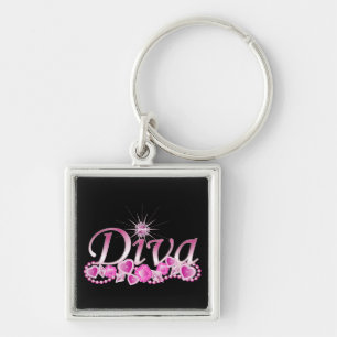 Diva Bling Fyrkantig Silverfärgad Nyckelring