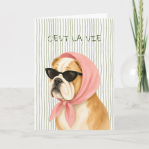 Diva Bulldog Vattenfärg Grattiskort Kort
