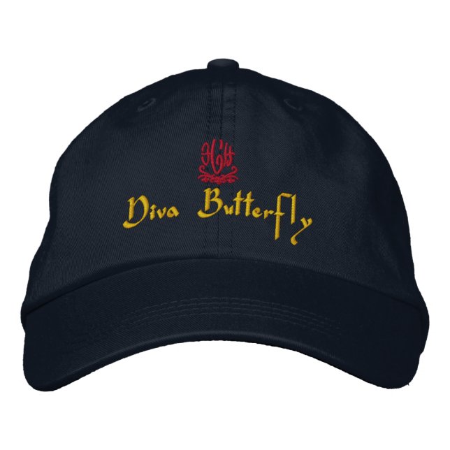 Diva Butterfly Navy Broderad Keps (Framsida)