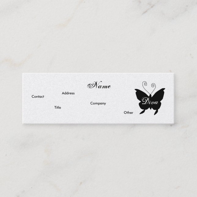 Diva Butterfly Profile Card - anpassningsbart Mini Visitkort (Framsida)