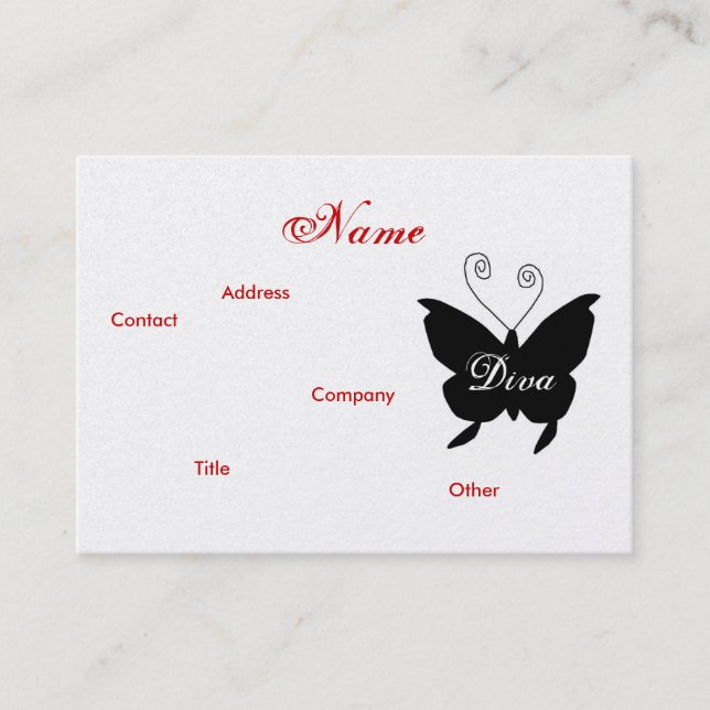 Diva Butterfly Profile Card - anpassningsbart Visitkort (Framsida)