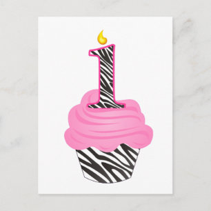 Diva Cupcake för 1-årsfirande Vykort