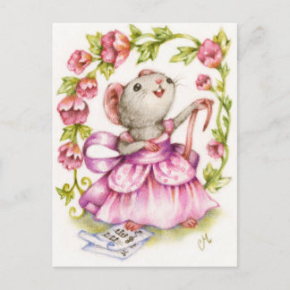 Diva - Cute Musical Mouse Art Postcard Vykort
