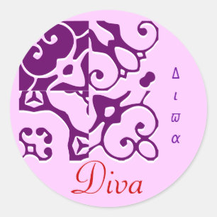 Diva Designer Namn Sticker Runt Klistermärke