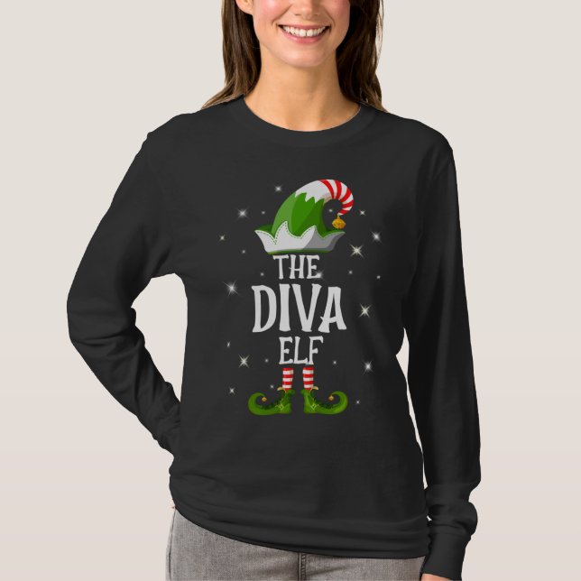 Diva Elf-familjen matchar jul T Shirt (Framsida)