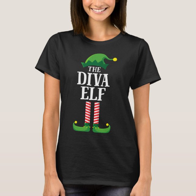 Diva Elf Matching Familjejul Party Pajama T Shirt (Framsida)