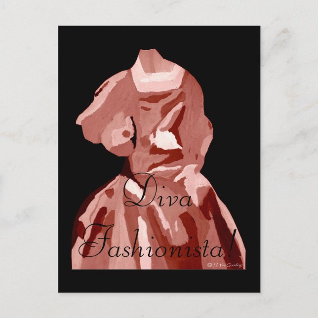 Diva Fashionista i Neutralt Vykort (Framsida)