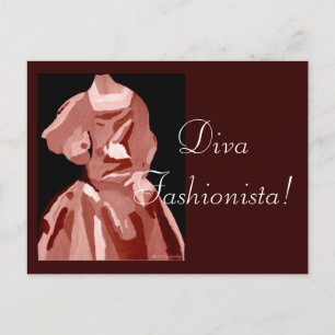 Diva Fashionista i Neutralt Vykort