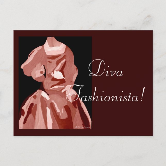 Diva Fashionista i Neutralt Vykort (Framsida)