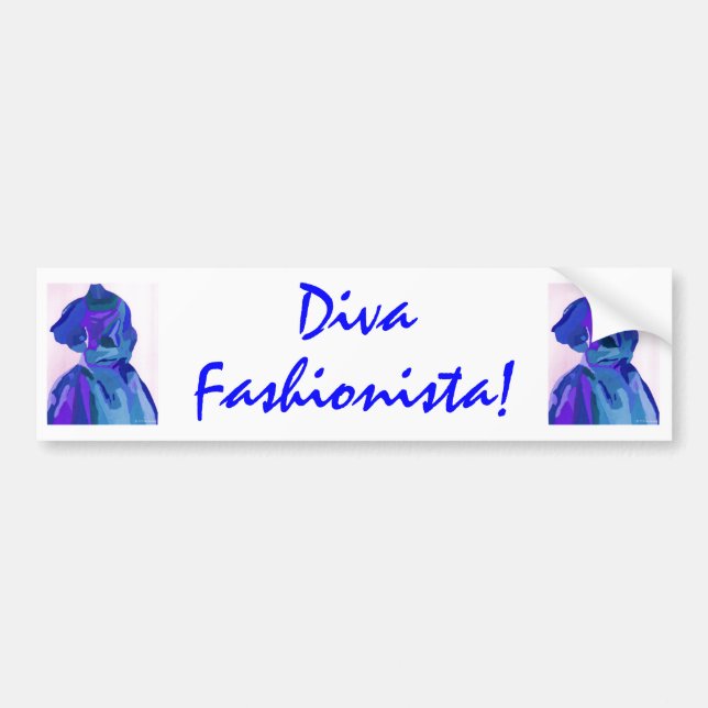 Diva Fashionista in Blue I Bildekal (Framsidan)