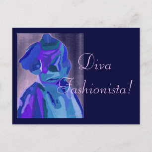 Diva Fashionista in Blue I Vykort