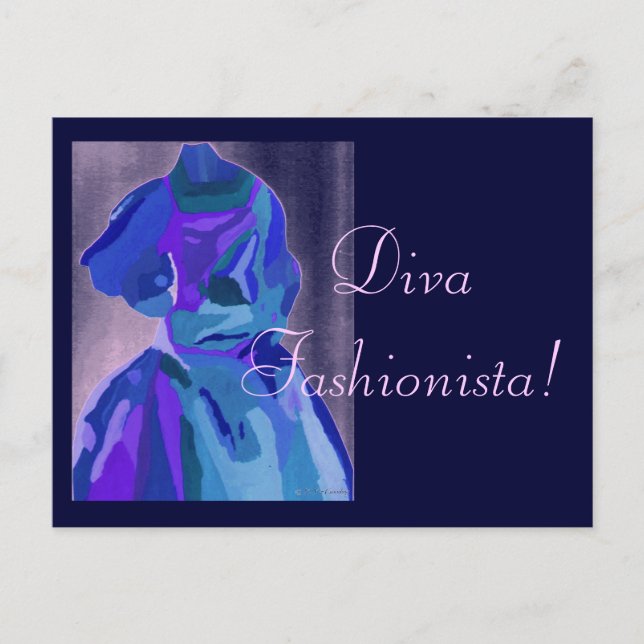 Diva Fashionista in Blue I Vykort (Framsida)