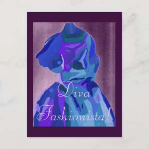 Diva Fashionista in Blue I Vykort