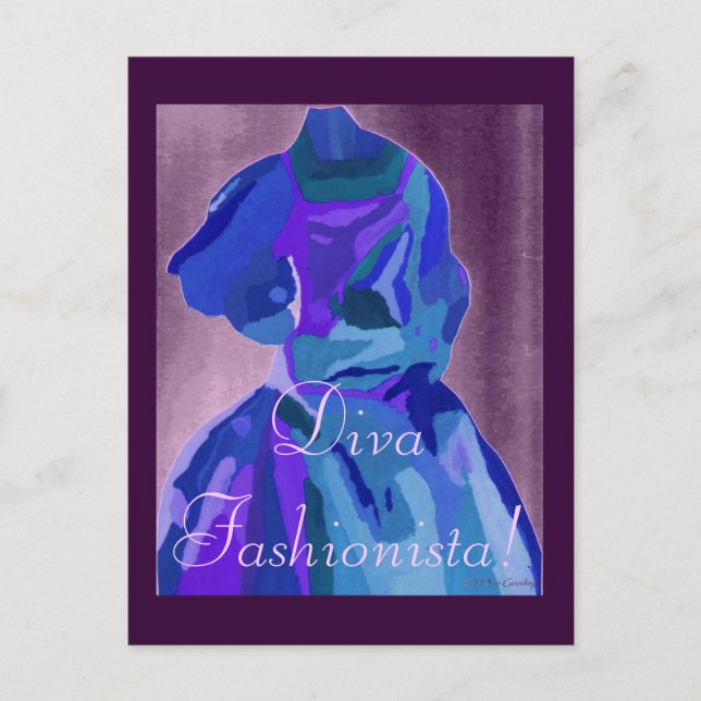 Diva Fashionista in Blue I Vykort (Framsida)