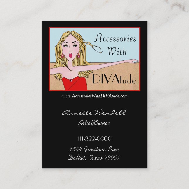 Diva för ett Affärskort - Knubbig Visitkort (Framsida)