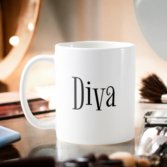 Diva Funny Whimsical Text Kaffemugg (Skapare uppladdad)