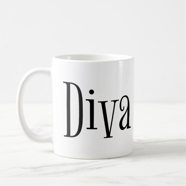 Diva Funny Whimsical Typography Kaffemugg (Vänster)