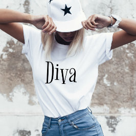 Diva Funny Whimsical Typography T Shirt