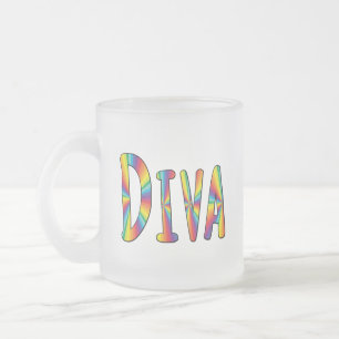 DIVA Gay pride Rainbow Flagga Fabulous LGBT LGBTQ Frostad Glasmugg