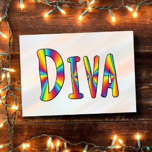 DIVA Gay pride Rainbow Flagga Fabulous LGBT LGBTQ Kort