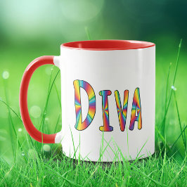 DIVA Gay pride Rainbow Flagga Fabulous LGBT LGBTQ Mugg