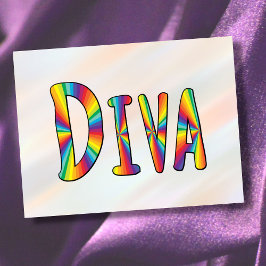 DIVA Gay pride Rainbow Flagga Fabulous LGBT LGBTQ Vykort