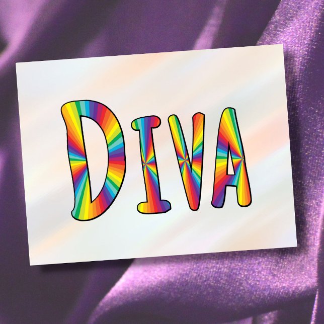 DIVA Gay pride Rainbow Flagga Fabulous LGBT LGBTQ Vykort (Skapare uppladdad)