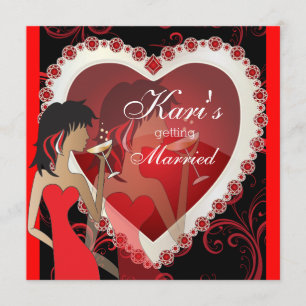 Diva Girls Night Out in a Jewel Heart Red Inbjudningar