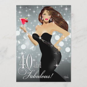 Diva Glam Bombshell 40:e födelsedagen  silver Inbjudningar
