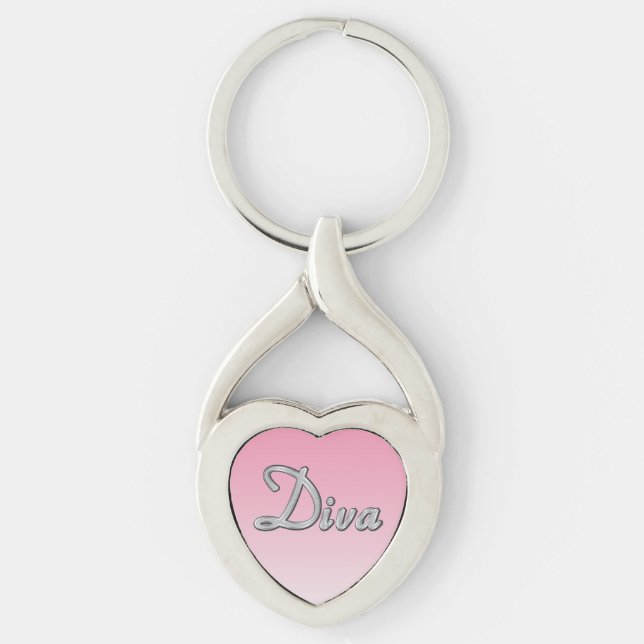 Diva Gnistra Twisted Heart Silverfärgad Nyckelring (Framsidan)