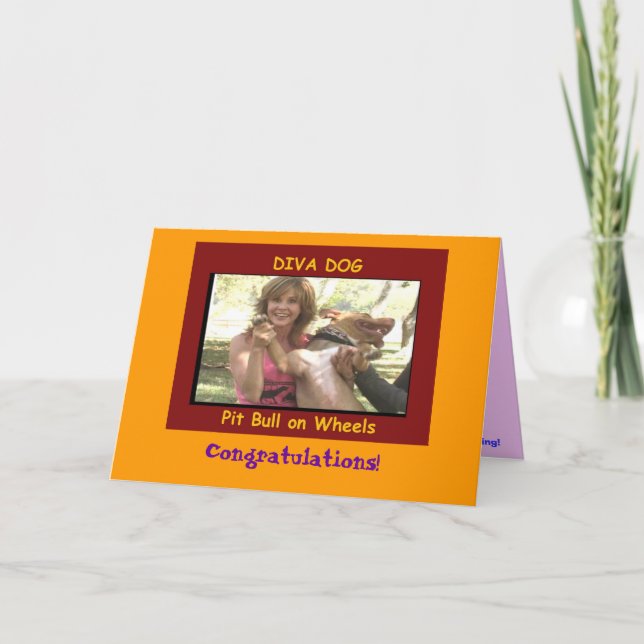 DIVA HUND "Grattisar!" Kort för hälsning (Framsida)