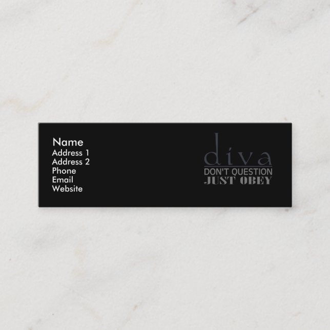 Diva: Ifrågasätta inte Mini Visitkort (Framsida)