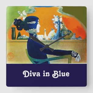 DIVA IN BLUE ,BEAUTY MODE FYRKANTIG KLOCKA