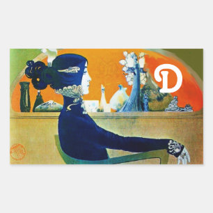 DIVA IN BLUE ,BEAUTY MODE MONOGRAM REKTANGULÄRT KLISTERMÄRKE