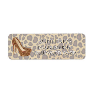 Diva Leopard Skriv ut Glam High Heel Shoes Returadress Etikett