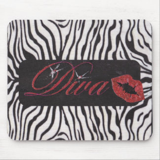 Diva med den svartvita zebra tryck Mousepad Musmatta