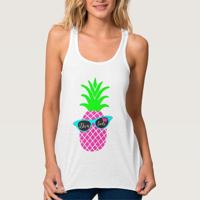 Diva med en anas! Tanktop Linne Med Racerback (Framsida)
