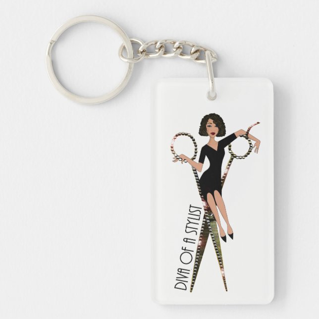 Diva med en "Stylist (African American) Keychain" (Framsidan)