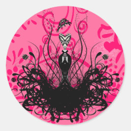 Diva Mode Sticker - Raspberry Hett Bright Rosa Runt Klistermärke