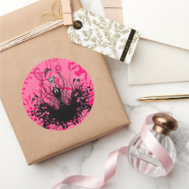 Diva Mode Sticker - Raspberry Hett Bright Rosa Runt Klistermärke