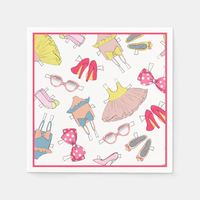 Diva Mode Stilettos Watercolor Party Papper Platt Pappersservett (Framsidan)