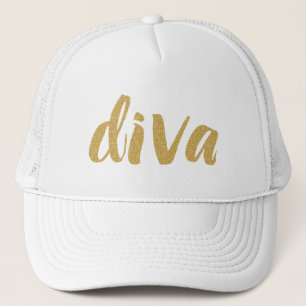 Diva Modern Glitter Text Design Truckerkeps