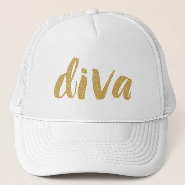 Diva Modern Glitter Text Design Truckerkeps (Framsida)