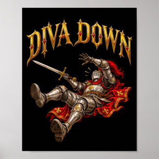 Diva ner riddare meme rolig medeltida rustning hum poster