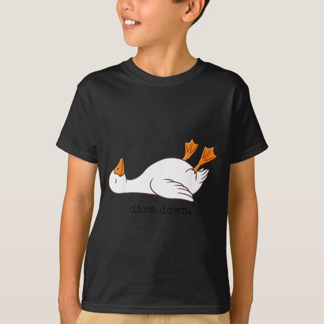 Diva ner rolig gås som ligger ner t shirt (Framsida)