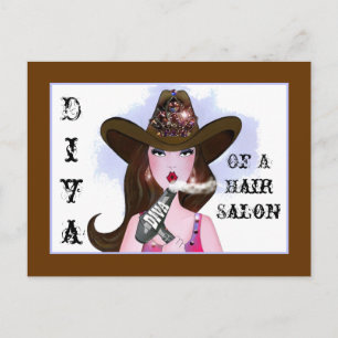 "Diva of a Cowgirl" Hair Salon Postcards Vykort