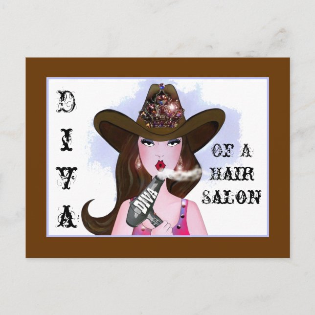"Diva of a Cowgirl" Hair Salon Postcards Vykort (Framsida)