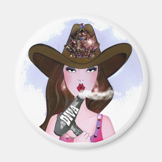 "Diva of a Cowgirl" Hair Stylist Magnet (Framsidan)