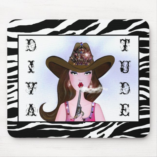 "Diva of a Cowgirl" Mousepad Musmatta (Framsidan)